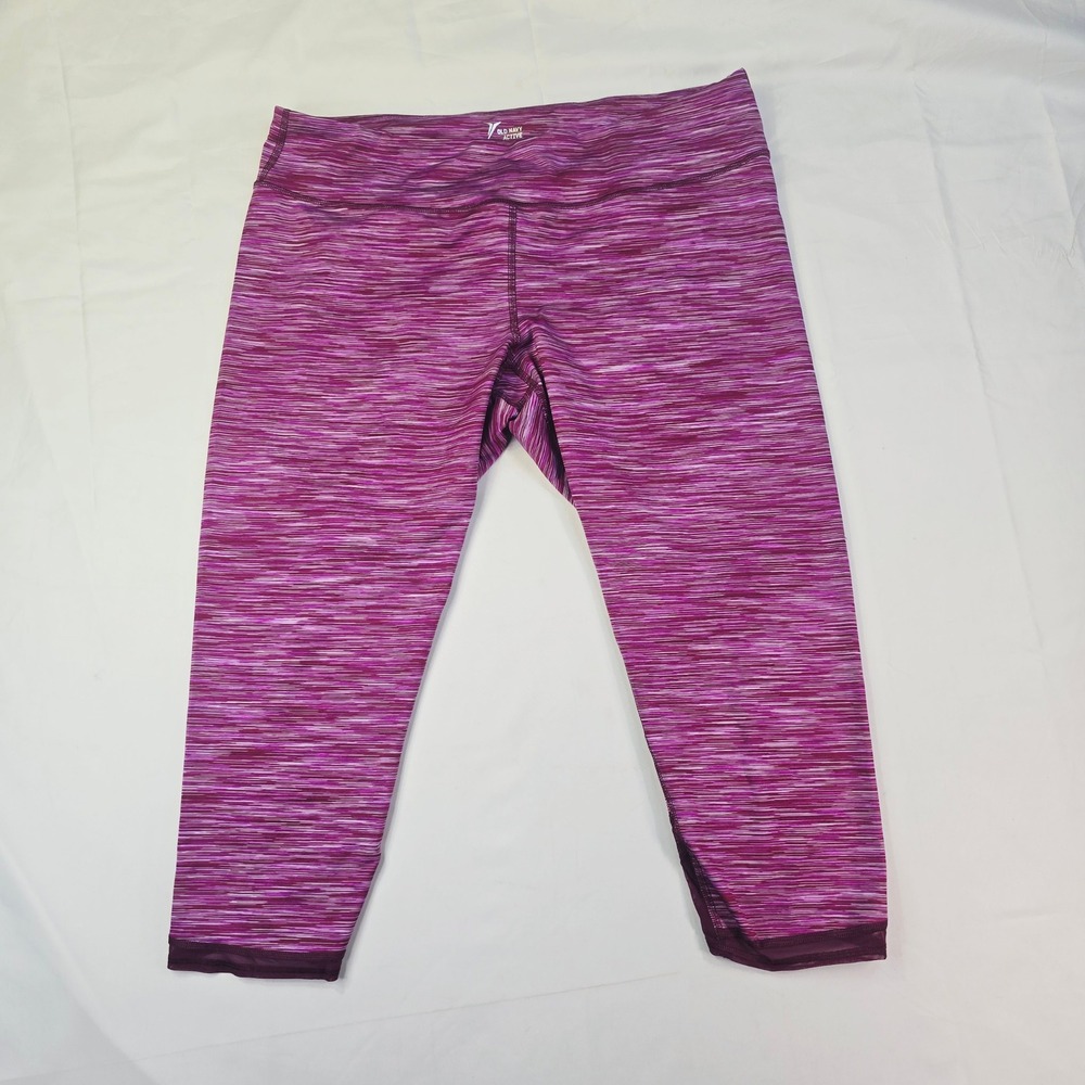 Old Navy Active Go-Dry Leggings Women's Size XXL Purple Space Dye Capri Athletic